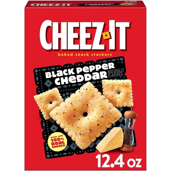 Cheez-It Black Pepper Cheddar Baked Snack Crackers, Lunch Snacks, 12.4 oz