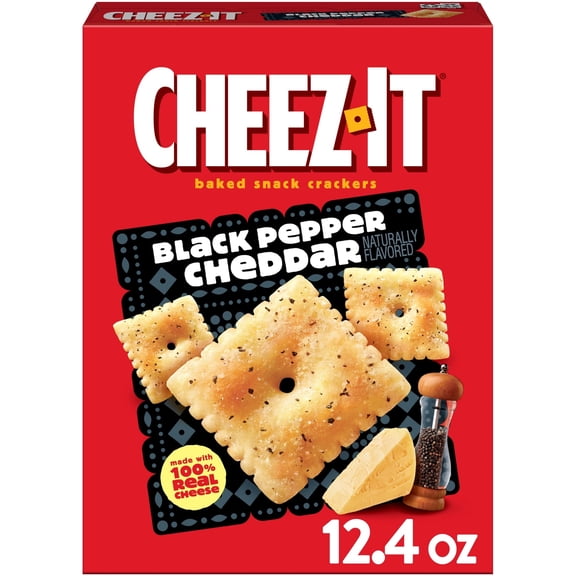 Cheez-It Black Pepper Cheddar Baked Snack Crackers, Lunch Snacks, 12.4 oz
