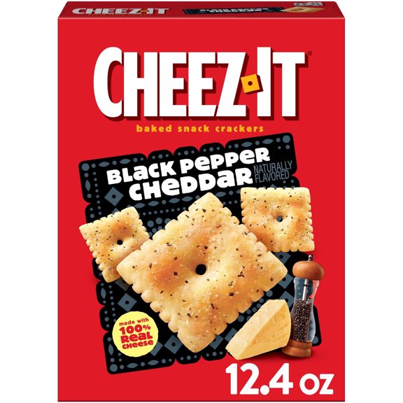 Cheez-It Black Pepper Cheddar Baked Snack Crackers, Lunch Snacks, 12.4 oz
