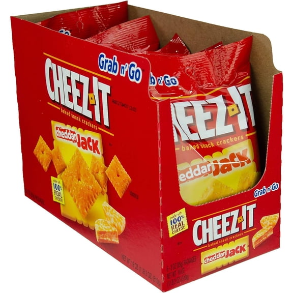Cheez-It Cheddar Jack Baked Snack Crackers Grab n' Go, 6 Count, 3 oz Bags