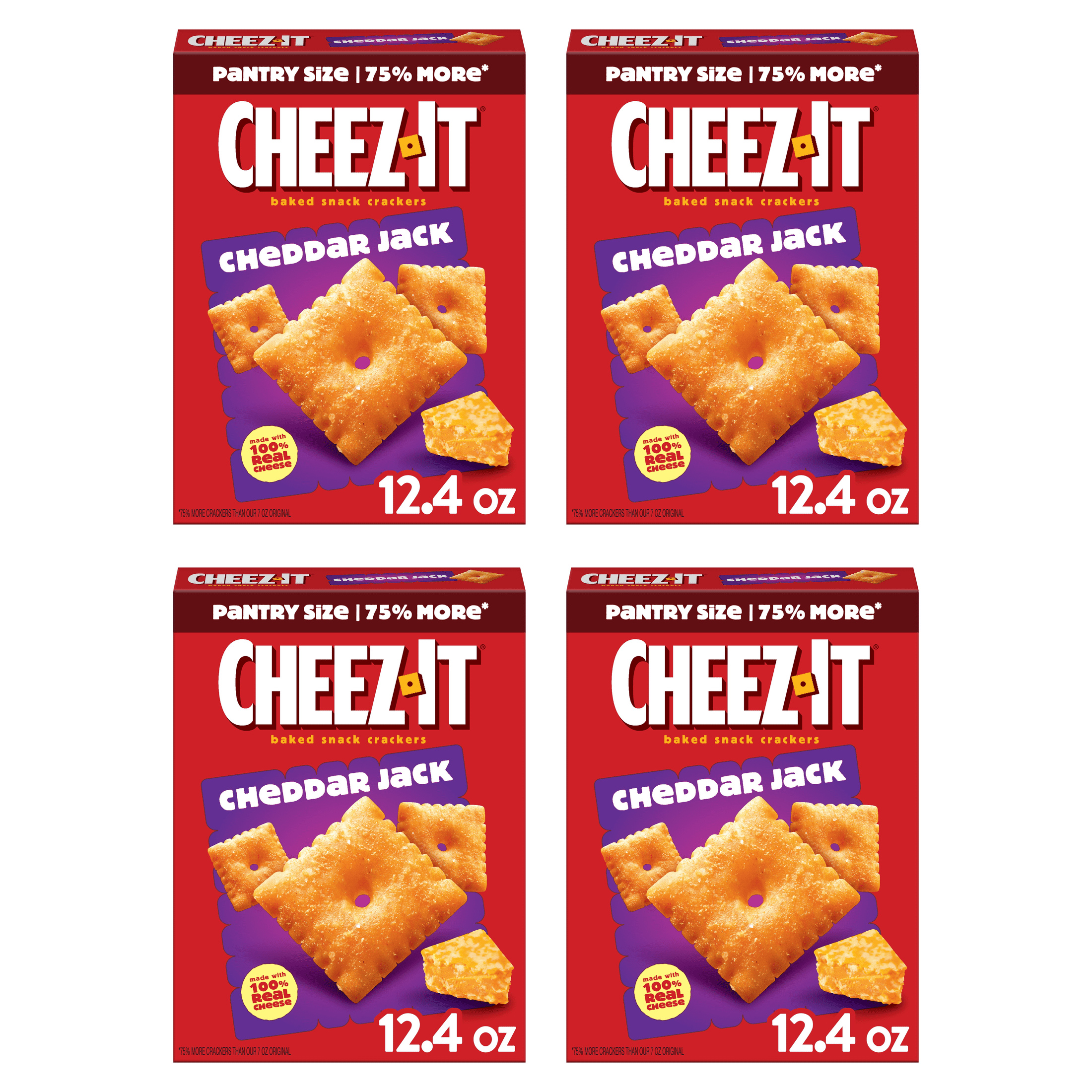 Cheez-It Cheddar Jack Cheese Crackers, Baked Snack Crackers, 12.4