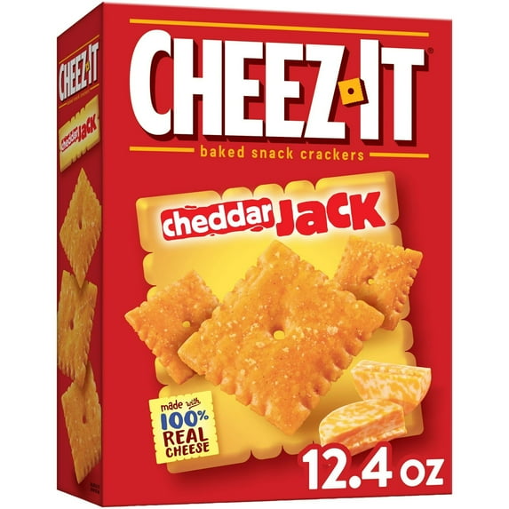Cheez-It Cheddar Jack Cheese Crackers, Baked Snack Crackers, 12.4 oz (Pack of 4)