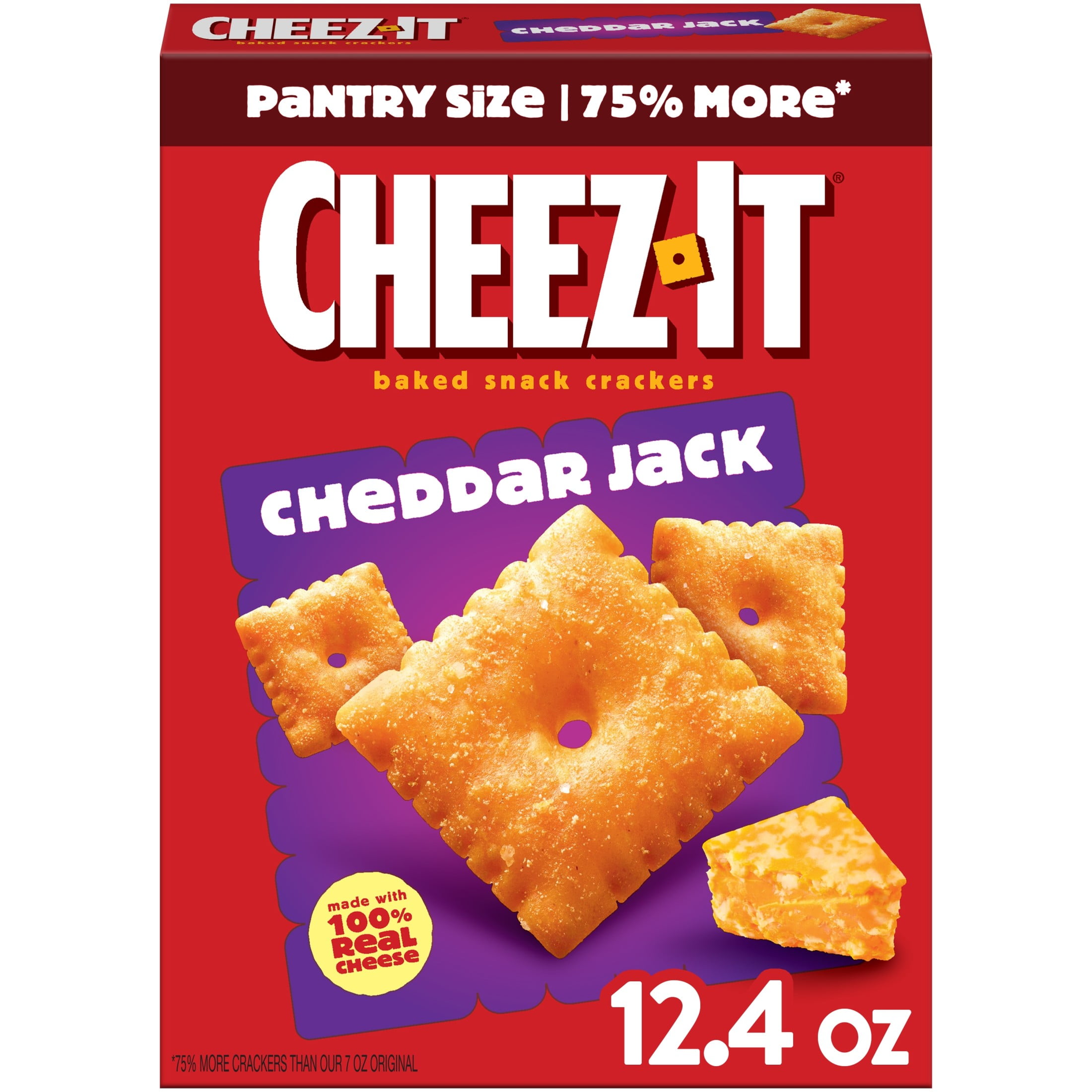 Cheez-It Cheddar Jack Cheese Crackers, Baked Snack Crackers, 12.4 oz