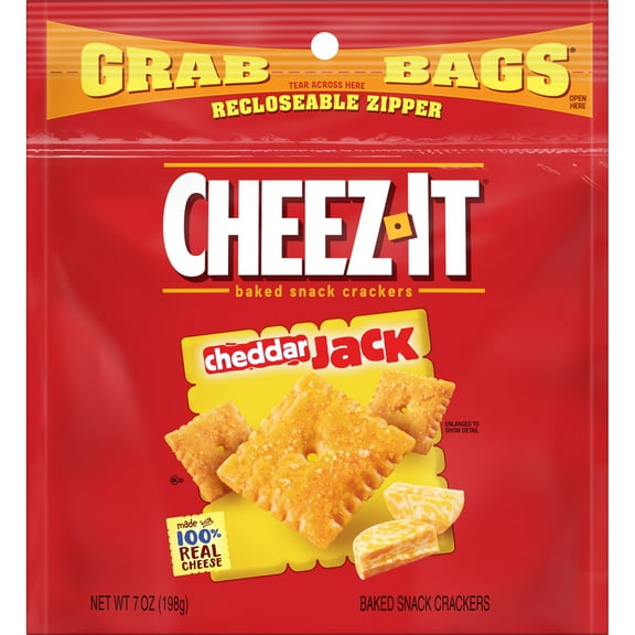 Cheez-It Cheddar Jack Cheese Crackers, Baked Snack Crackers, 7 oz