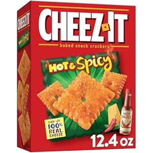 Cheez-It Cheese Crackers, Baked Snack Crackers, Lunch Snacks, Hot and Spicy, 12.4oz Box (1 Box)