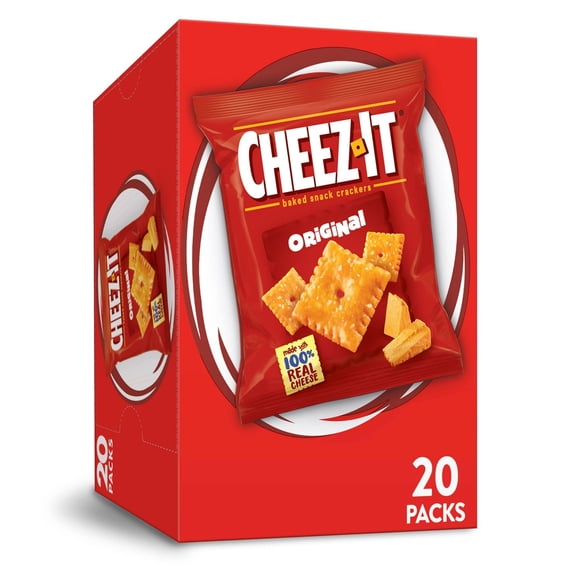 Cheez-It Cheese Crackers, Baked Snack Crackers, Lunch Snacks, Original, 20Oz Box (20 Packs) Packaging May Vary - Pack of 2