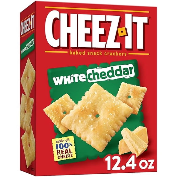 Cheez-It Cheese Crackers, Baked Snack Crackers, Lunch Snacks, White Cheddar, 12.4oz Box