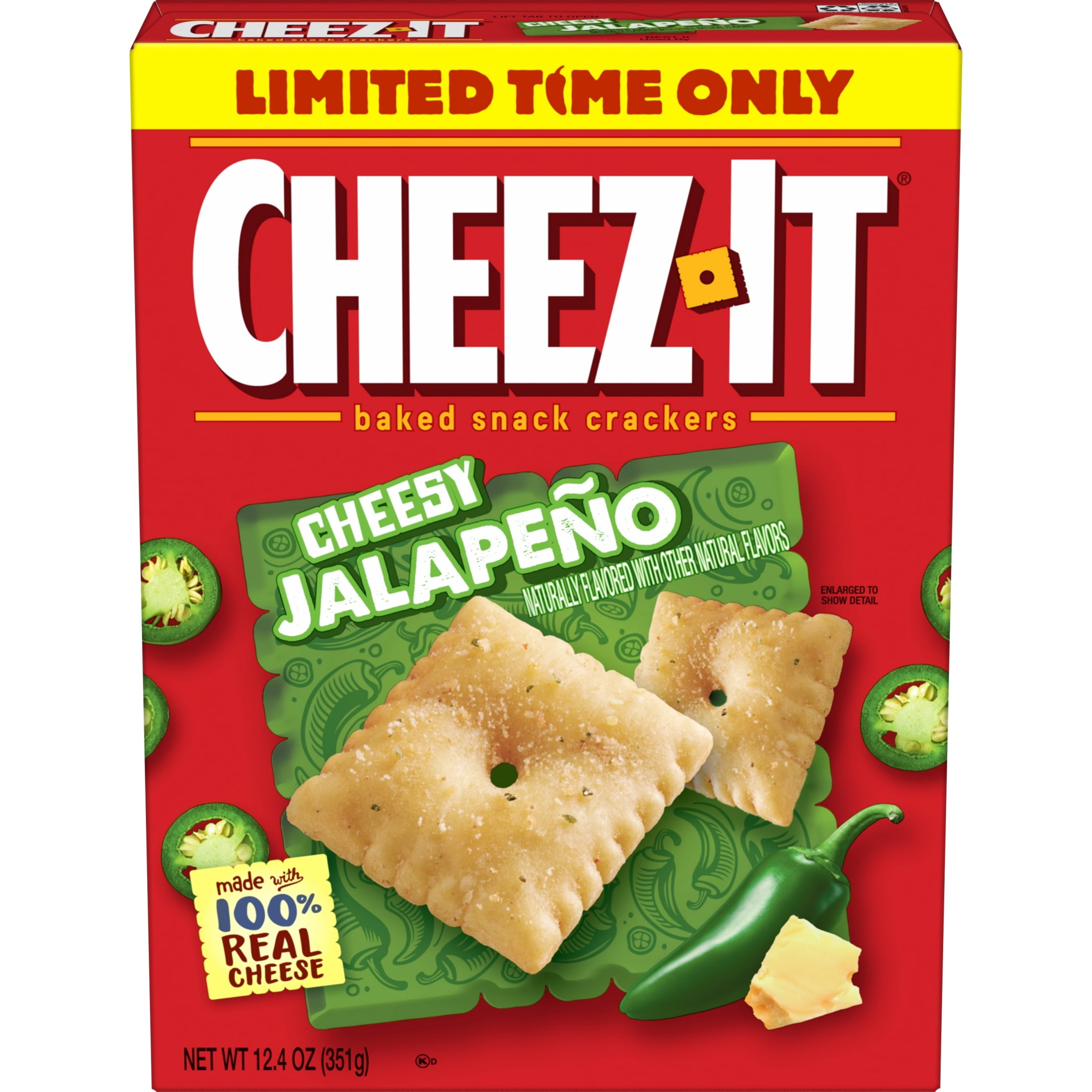 Cheez-It Cheesy Jalapeo Cheese Crackers, Baked Snack Crackers, 12.4 oz