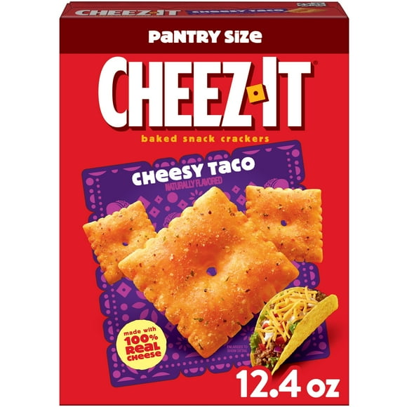 Cheez-It Cheesy Taco Baked Snack Crackers, Lunch Snacks, 12.4 oz