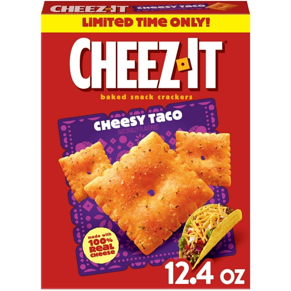 Cheez-It Cheesy Taco Baked Snack Crackers, Lunch Snacks, 12.4 oz