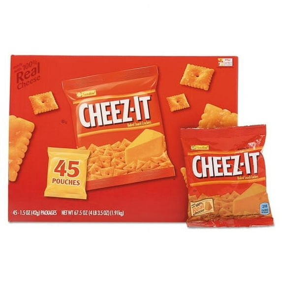 Cheez-It Crackers, Original, 1.5 Oz Pack, 45 Packs/carton | Bundle of 2 Cartons