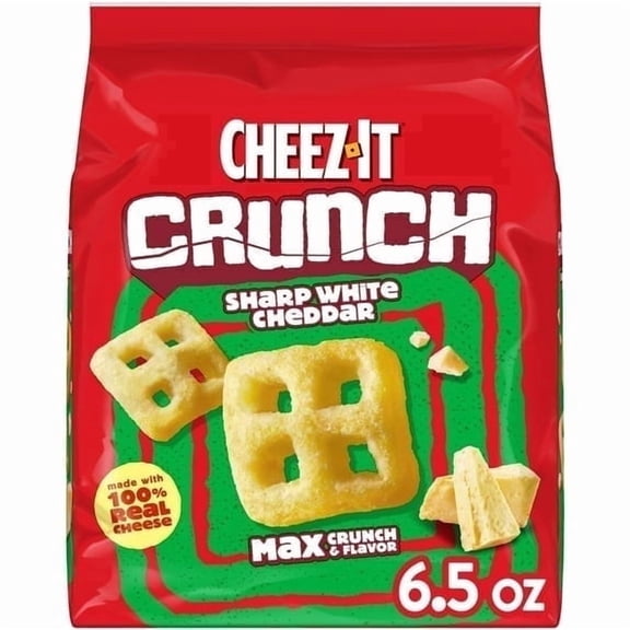 Cheez-It Crunch Sharp White Cheddar Cheesy Baked Snacks, Lunch Snacks, 6.5 oz