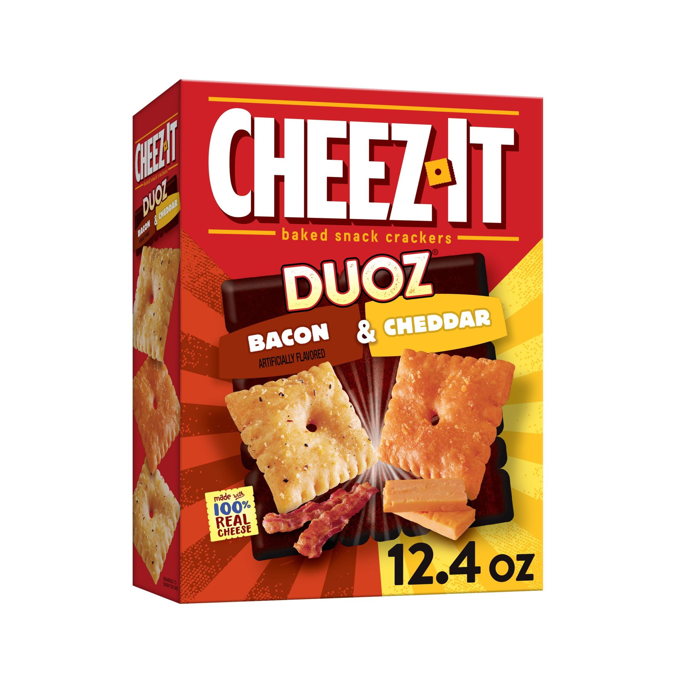 Cheez It Duoz Bacon And Cheddar Crackers Baked Snack Crackers 124 Oz 