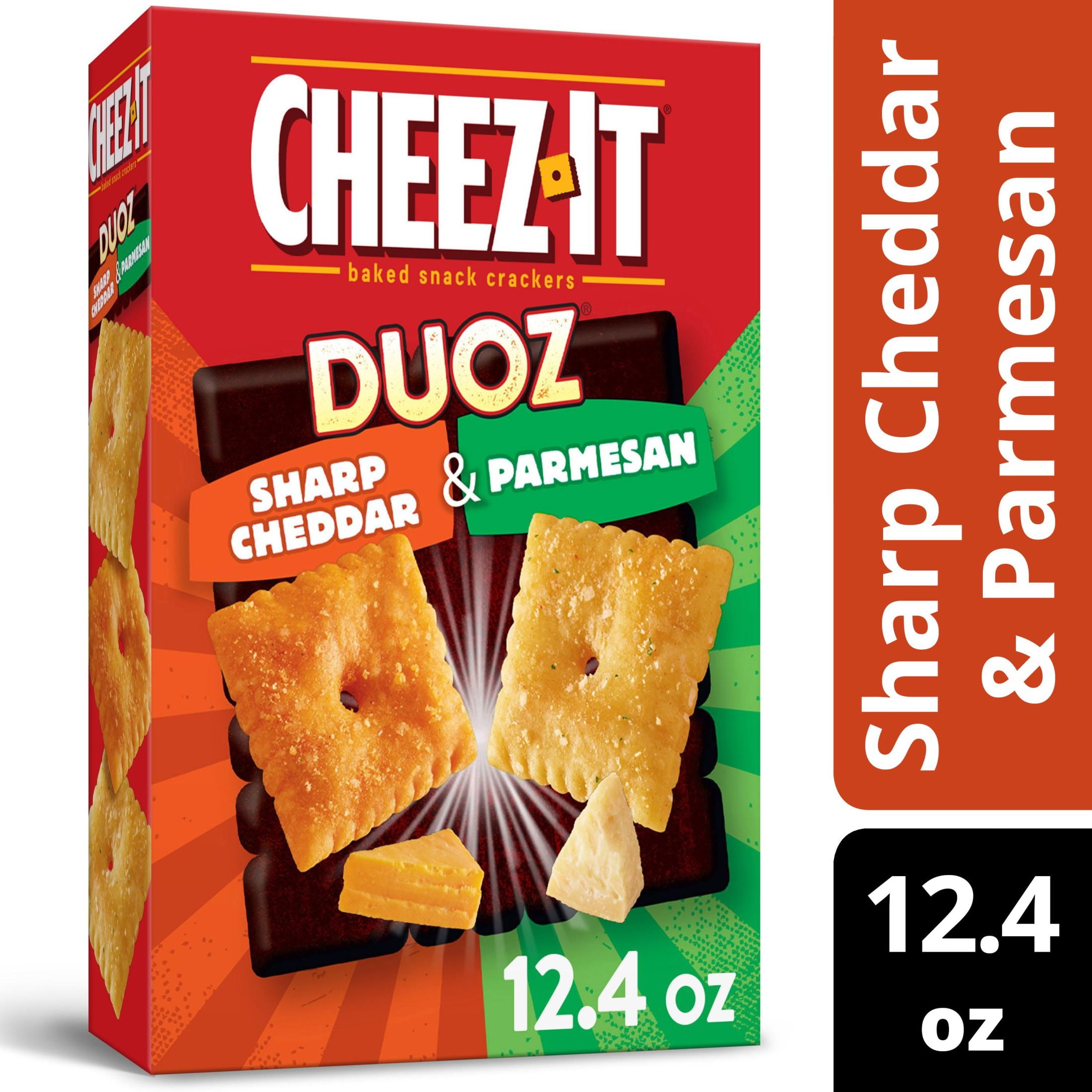 Cheez-It DUOZ Sharp Cheddar and Parmesan Cheese Crackers, Peanut-Free ...