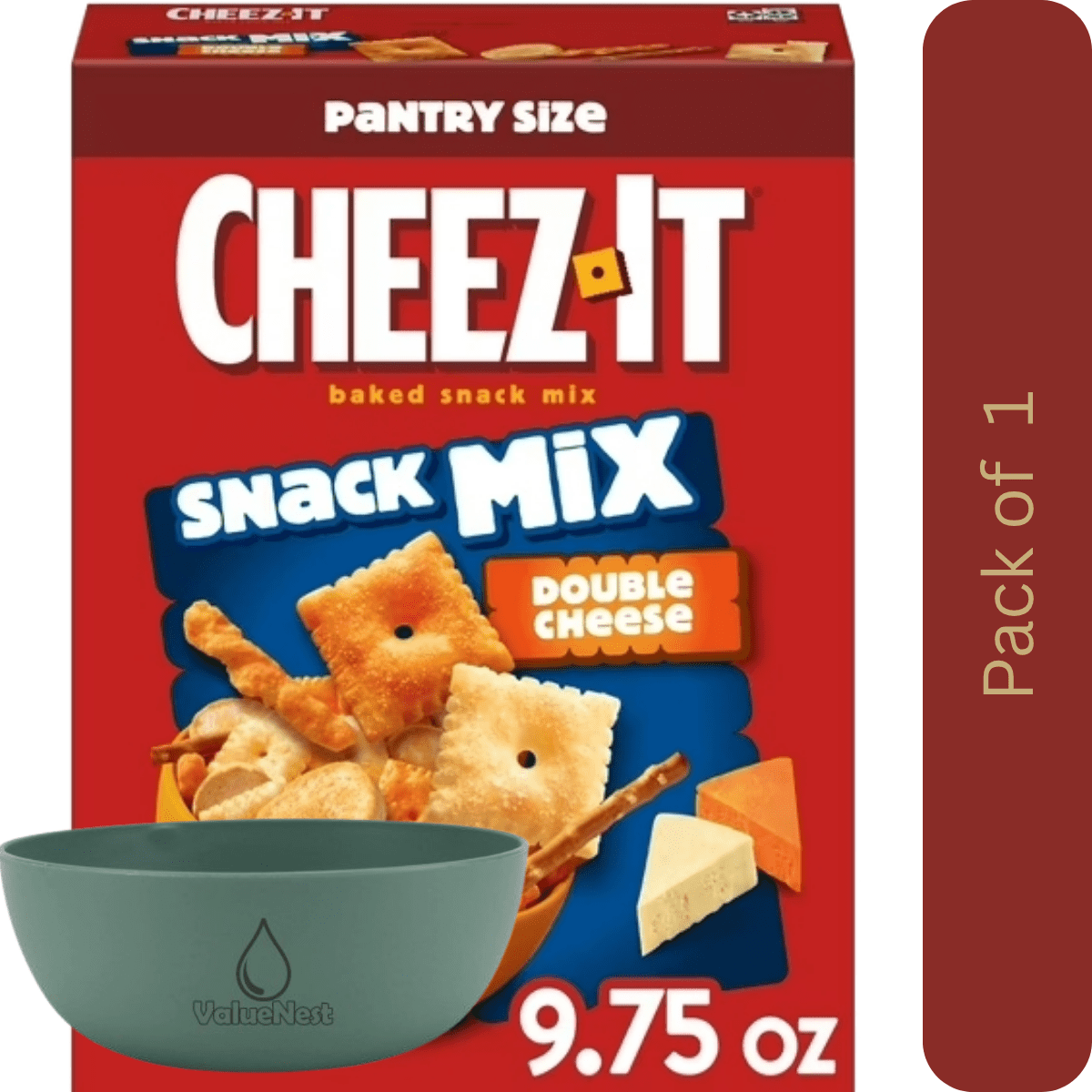 Cheez‑It Double Cheese Snack Mix, 9.75 oz with Bowl by Value Nest