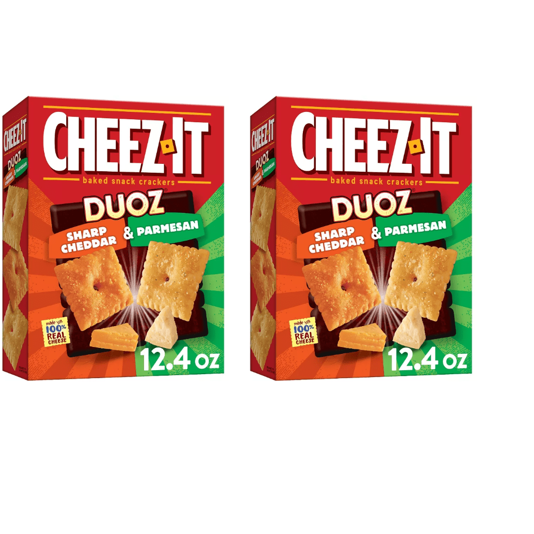 Cheez It Duoz Sharp Cheddar And Parmesan Baked Snack Crackers 124oz Pack Of 2 