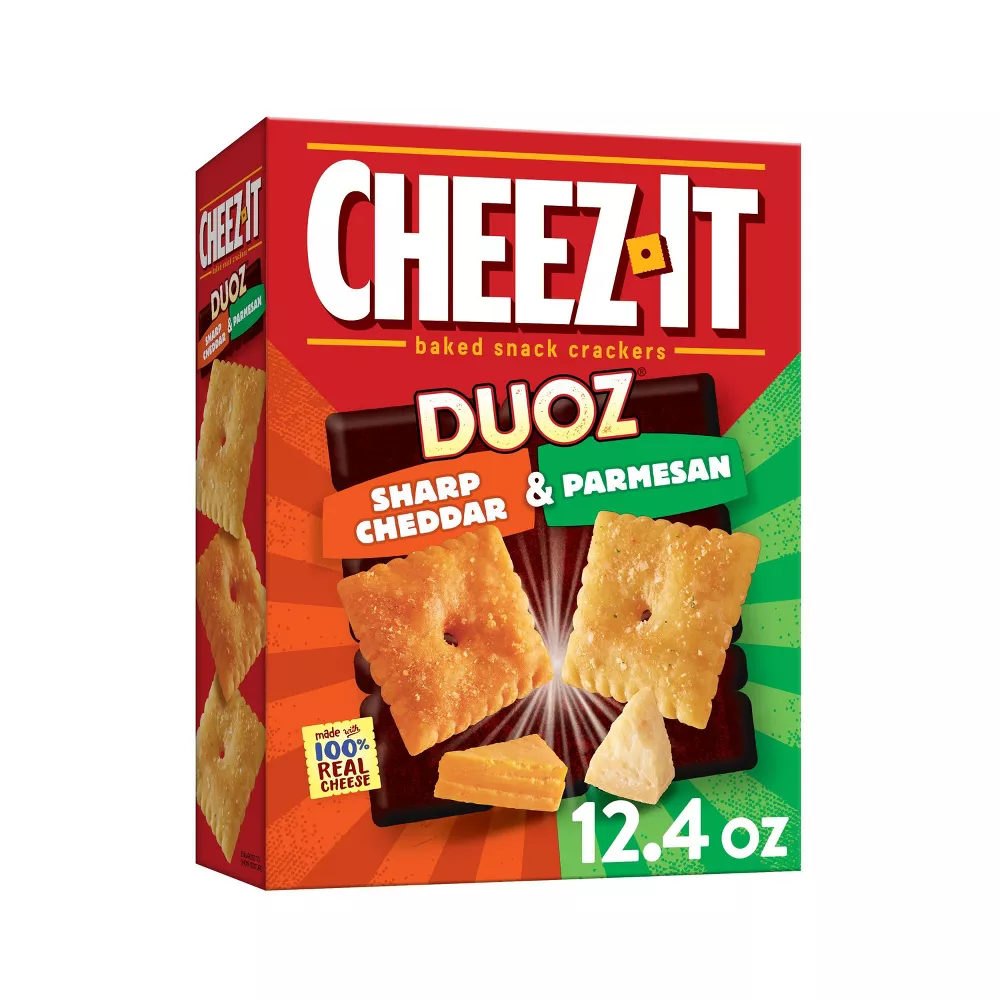 CheezIt Duoz Sharp Cheddar And Parmesan Baked Snack Crackers 12.4oz