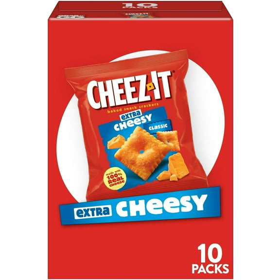 Cheez-It Extra Cheesy Baked Snack Crackers, Lunch Snacks, 10 Count
