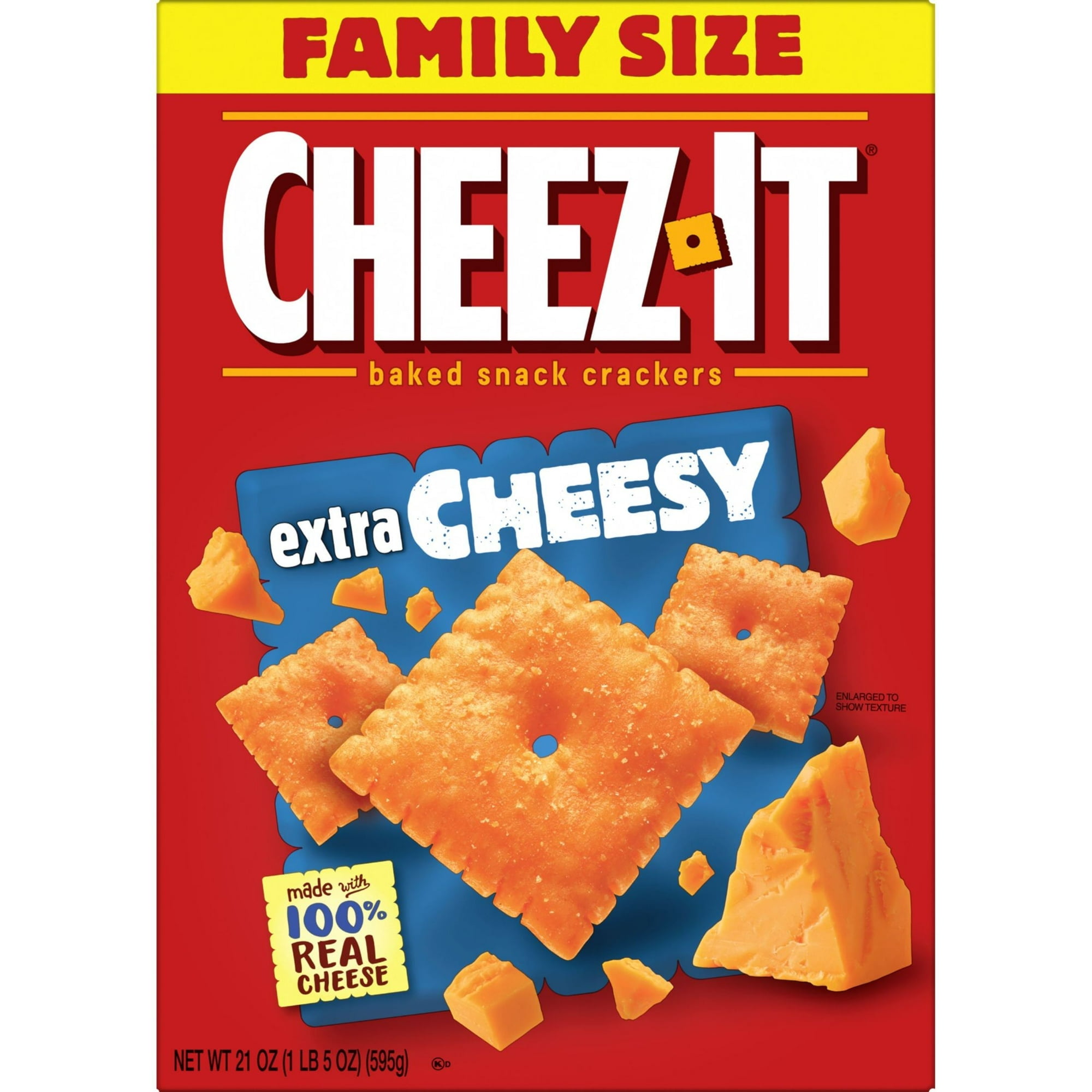 Cheez-It Extra Cheesy Cheese Crackers, Baked Snack Crackers, 21 oz (Pack of 6)