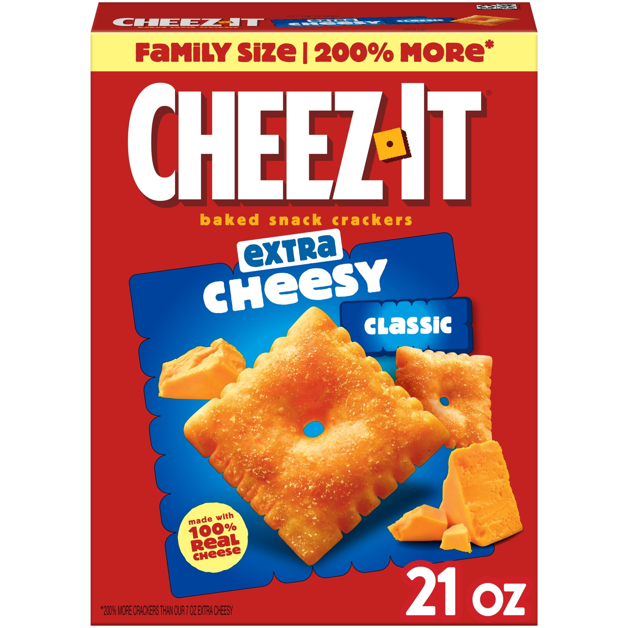 Cheez-It Extra Cheesy Cheese Crackers, Baked Snack Crackers, 21 oz