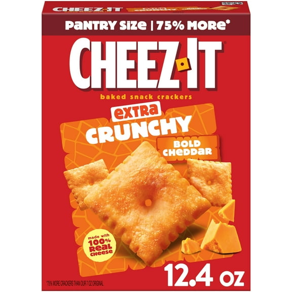 Cheez-It Extra Crunchy Bold Cheddar Cheese Crackers, Baked Snack Crackers, 12.4 oz