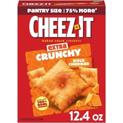 Cheez-It Extra Crunchy Cheese Crackers, Baked Snack Crackers, Lunch Snacks, Bold Cheddar, 12.4Oz Box (1 Box) - Pack of 2