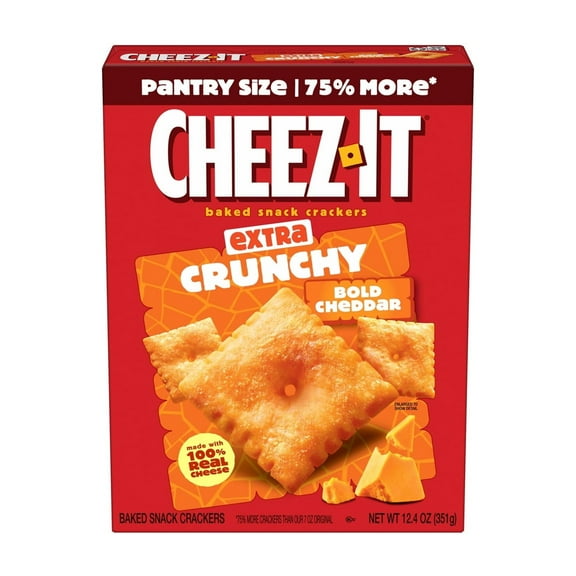 Cheez-It Extra Crunchy Cheese Crackers, Bold Cheddar 12.4 oz (Pack of 24)