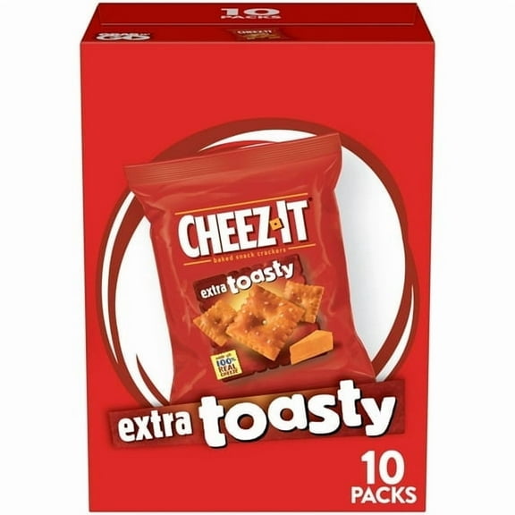 Cheez-It Extra Toasty Baked Snack Crackers, Lunch Snacks, 10 Count (2 Pack)