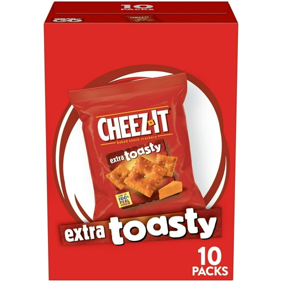 Cheez-It Extra Toasty Baked Snack Crackers, Lunch Snacks, 10 Count (4 Pack)