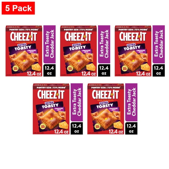 Cheez-It Extra Toasty Cheddar Jack Cheese Crackers 12.4 oz - 5 Pack