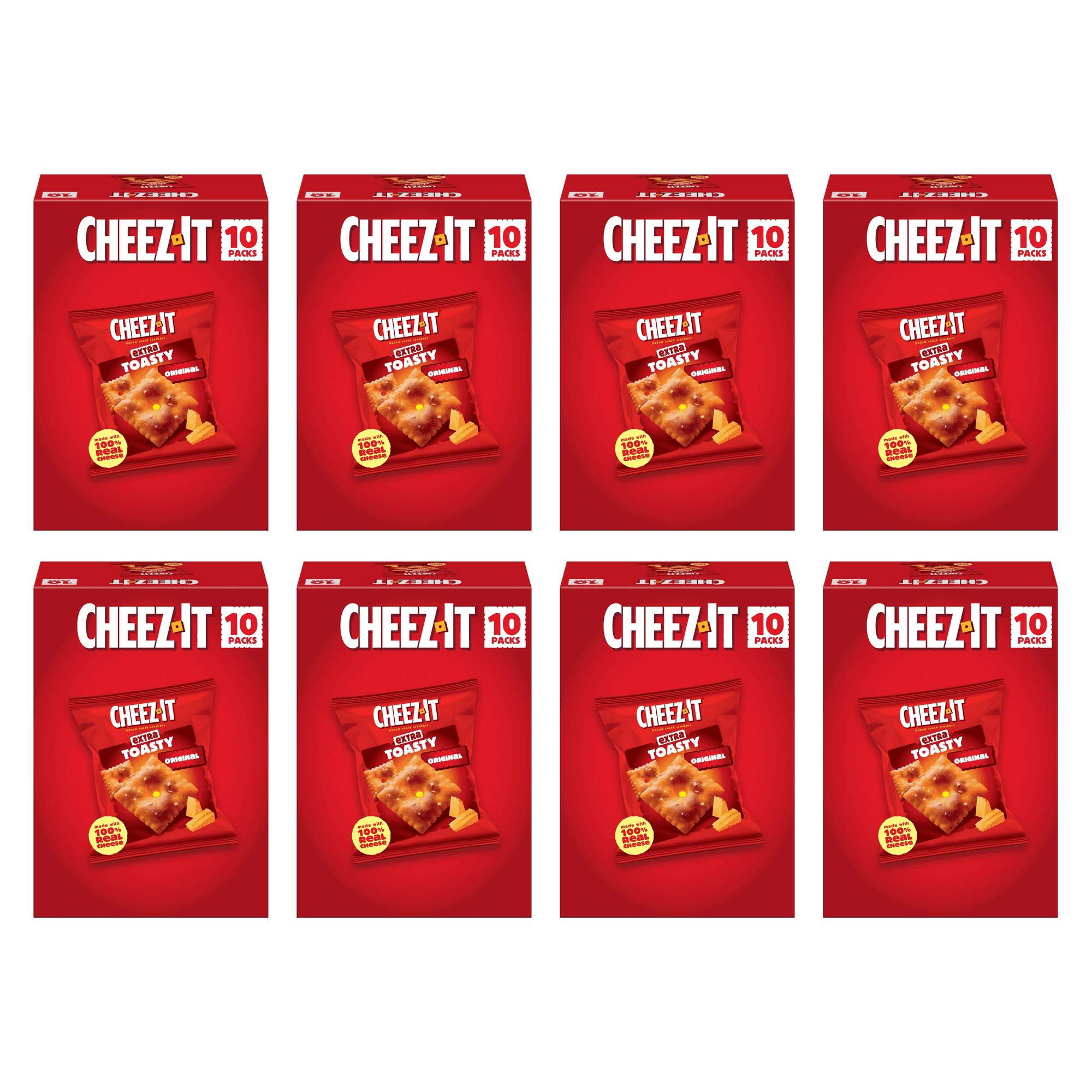 Cheez-It Extra Toasty Cheddar Jack Cheese Crackers, Baked Snack Crackers, 12.4 oz (Pack of 8)