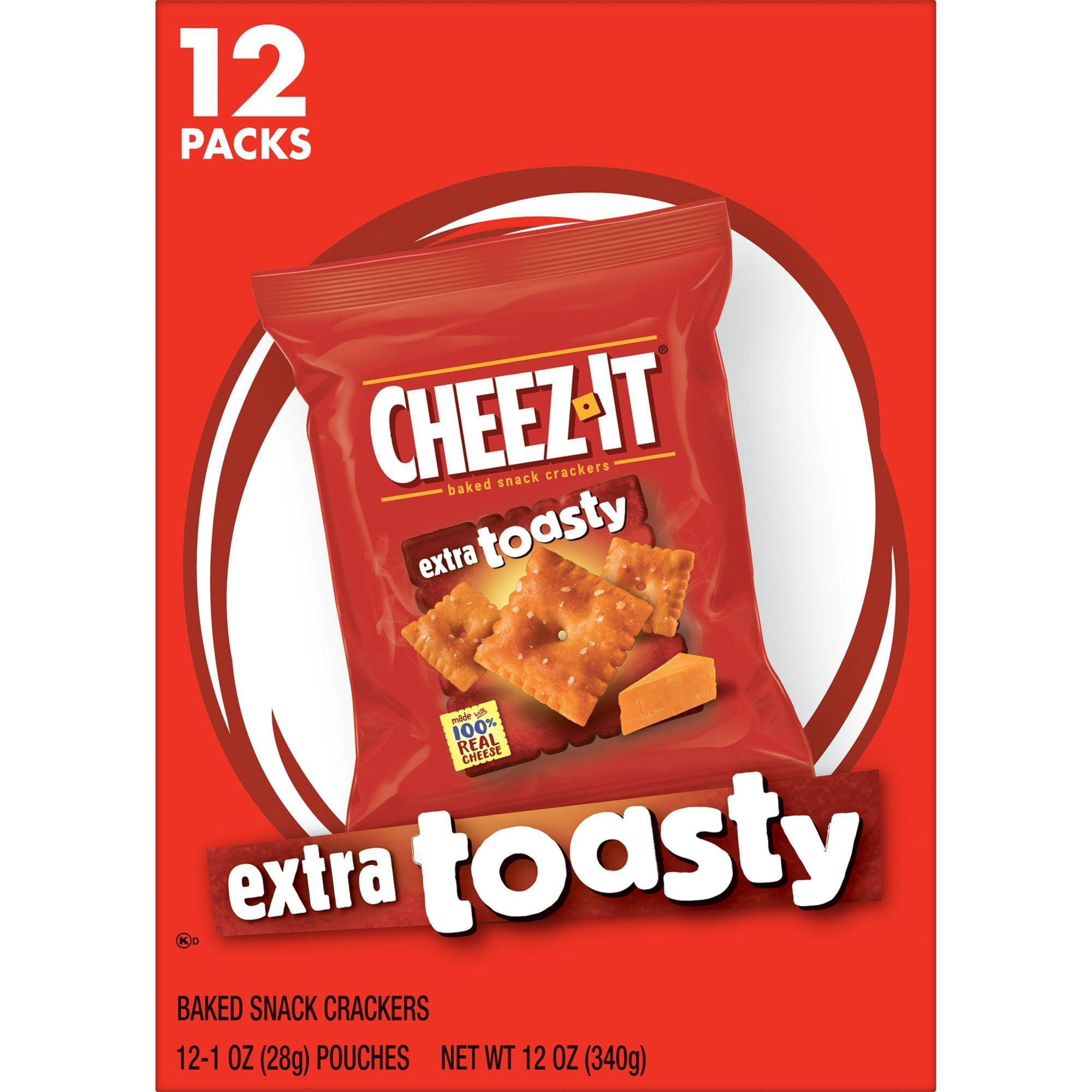 Cheez-It Extra Toasty Cheese Crackers, 12 oz - 12 ct (Pack of 2)