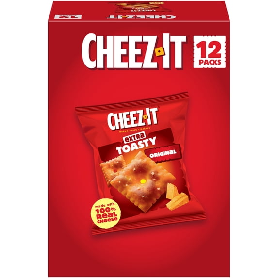 Cheez-It Extra Toasty Baked Snack Crackers, Lunch Snacks, 12 Count