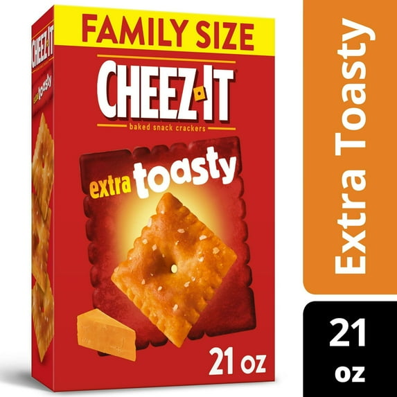 Cheez-It Extra Toasty Cheese Crackers, Baked Snack Crackers, 21 oz ( Pack of 4 )