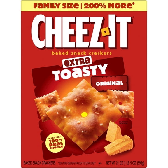 Cheez-It Extra Toasty Cheese Crackers, Baked Snack Crackers, 21 oz