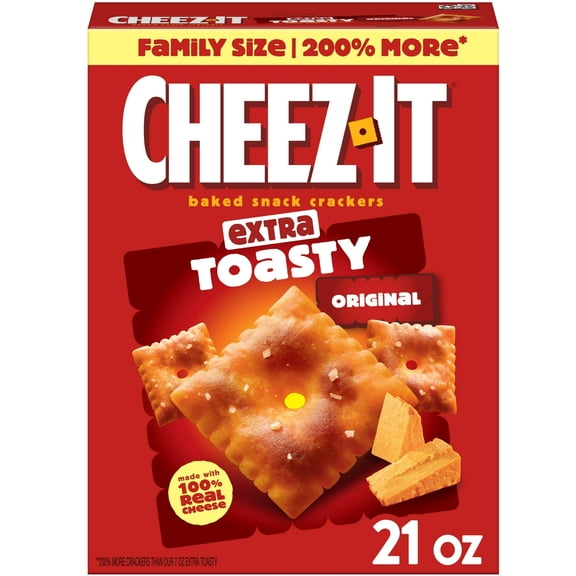 Cheez-It Extra Toasty Cheese Crackers, Baked Snack Crackers, 21 oz