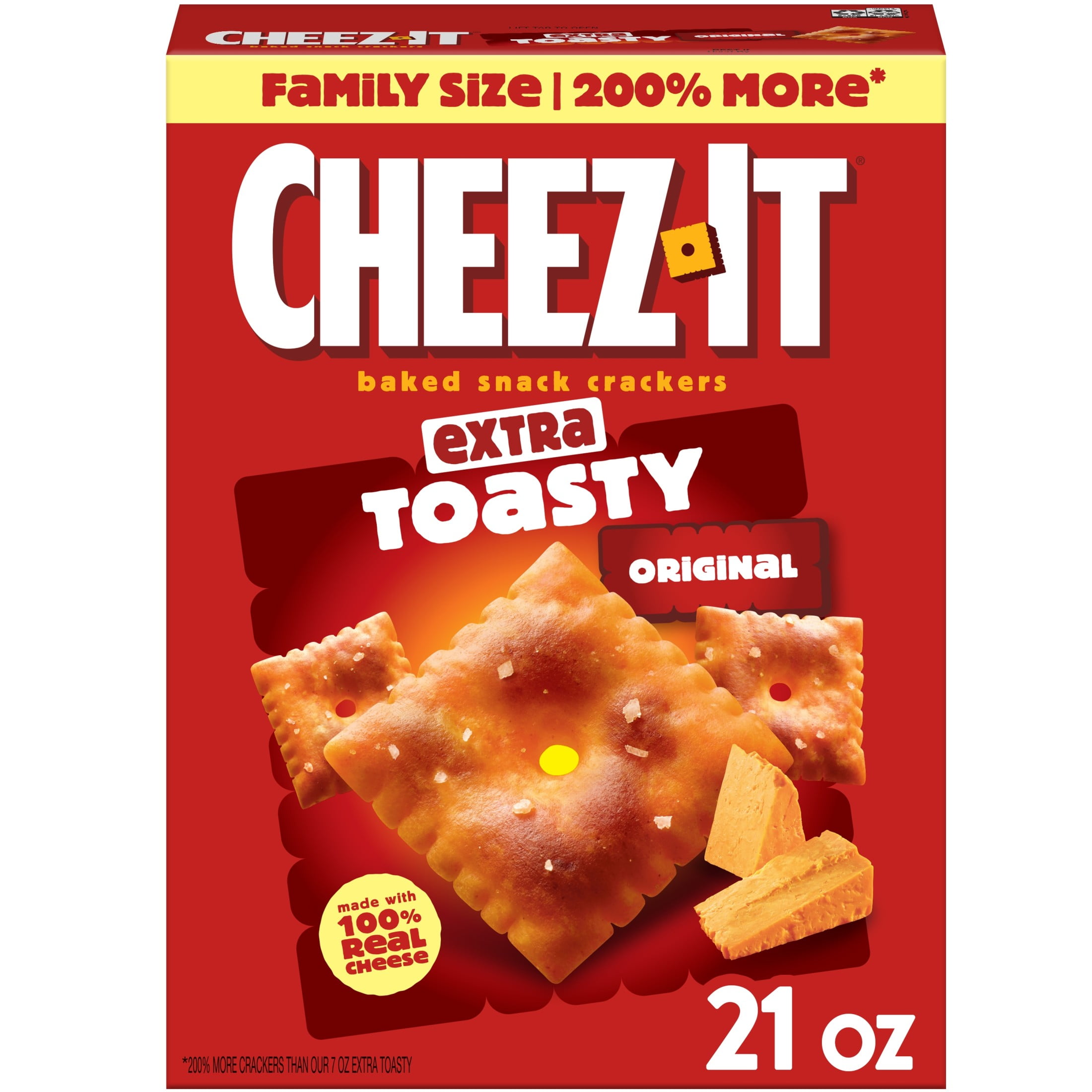 Cheez-It Extra Toasty Cheese Crackers, Baked Snack Crackers, 21 oz