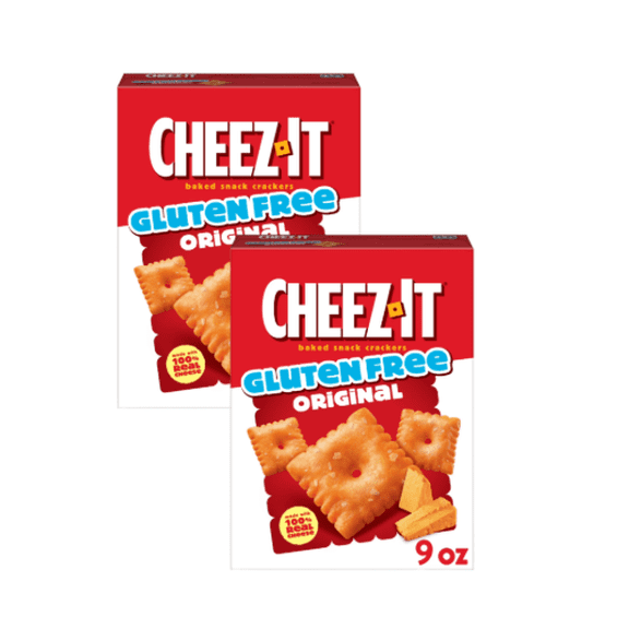 Cheez-It Gluten Free Original Baked Snack Crackers, Cheesy Crunch Crackers, 2 Pack (2 x 9 oz Boxes)