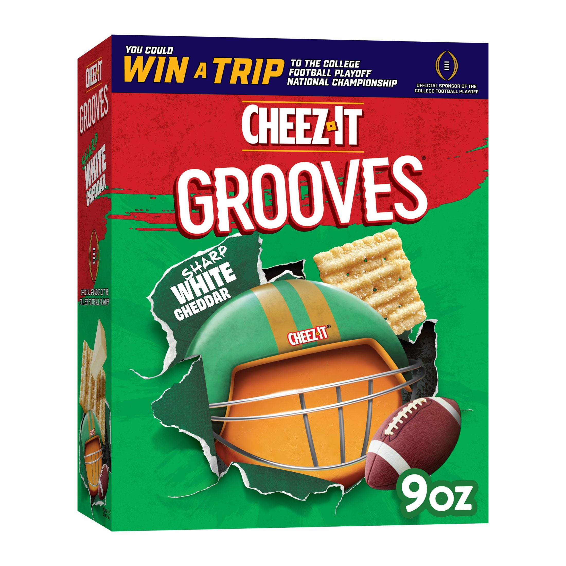 CheezIt Grooves Sharp White Cheddar Crunchy Cheese Crackers, 9 oz