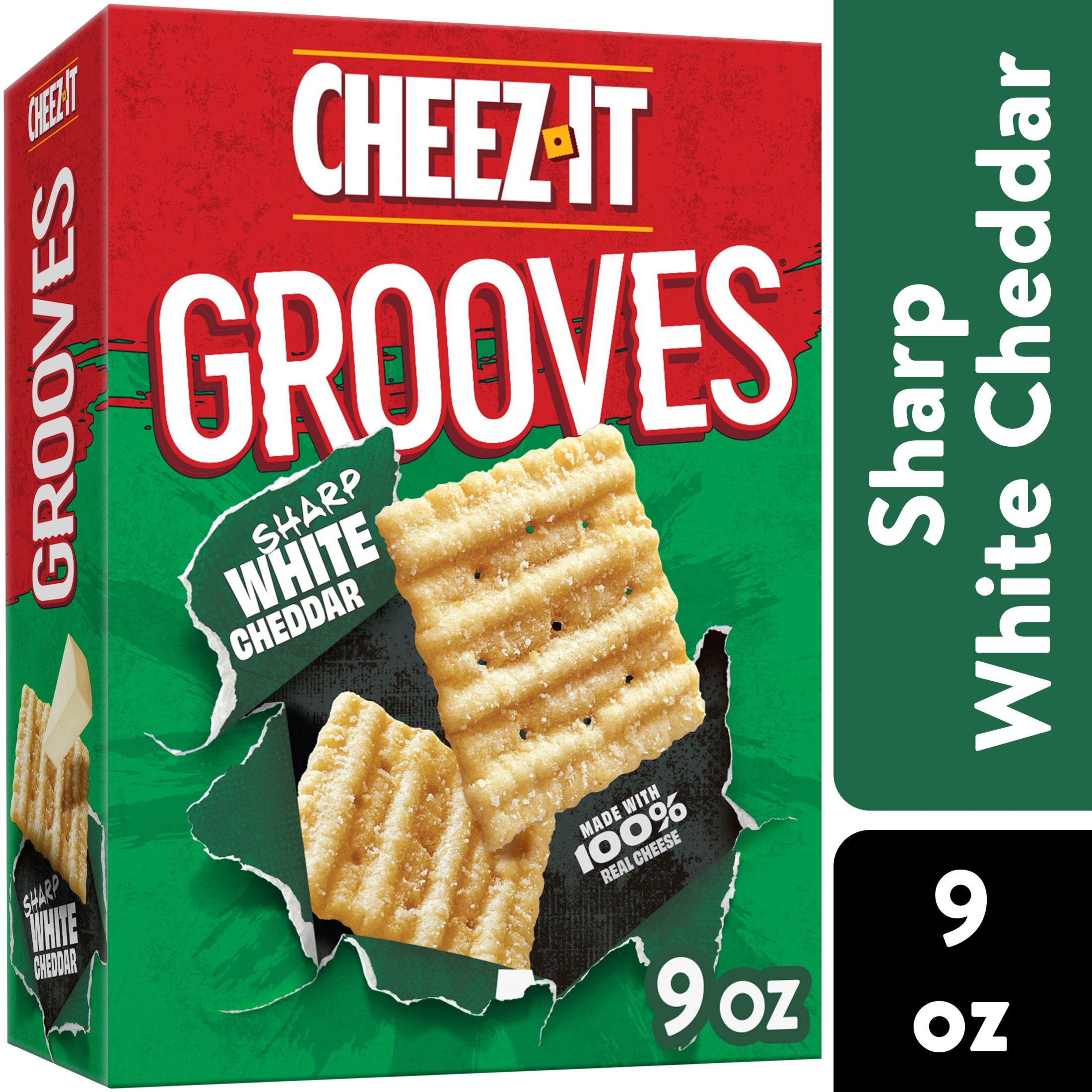 Cheez-It Grooves Sharp White Cheddar Crunchy Cheese Crackers, Snack Crackers, 9 oz - image 1 of 11