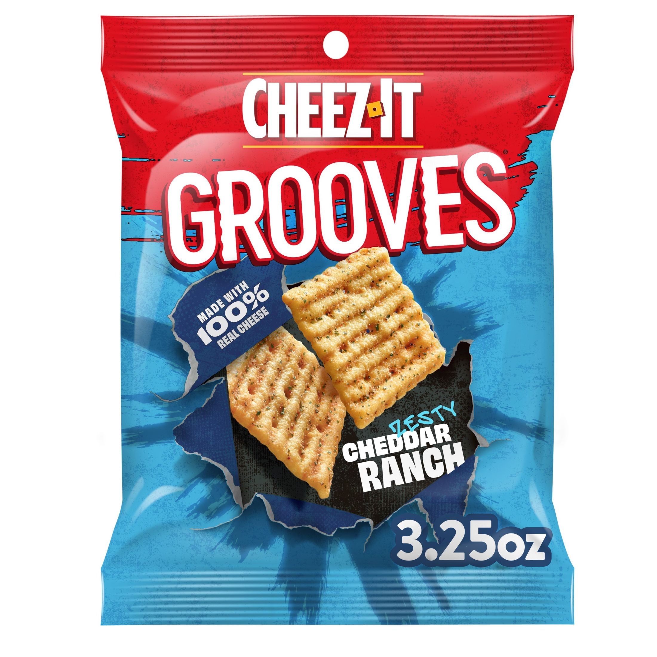 CheezIt Grooves Zesty Cheddar Ranch Cheese Crackers, 3.25 oz