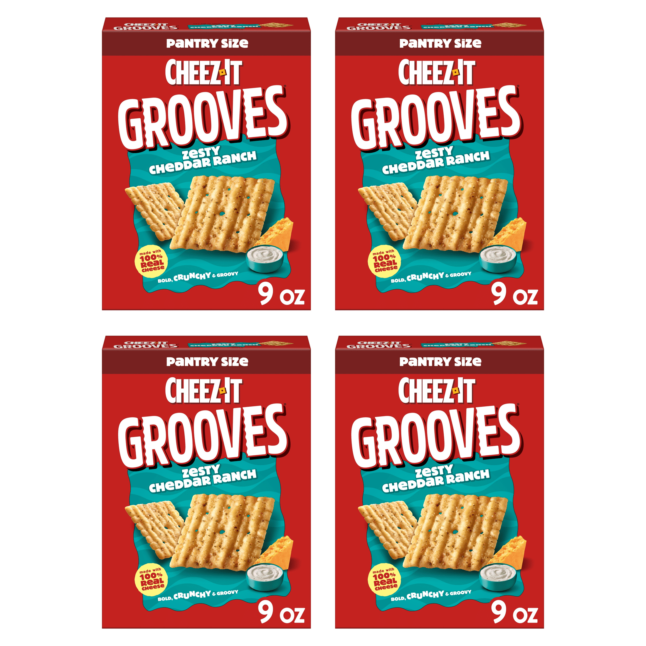 Cheez-It Grooves Zesty Cheddar Ranch Cheese Crackers, Crunchy