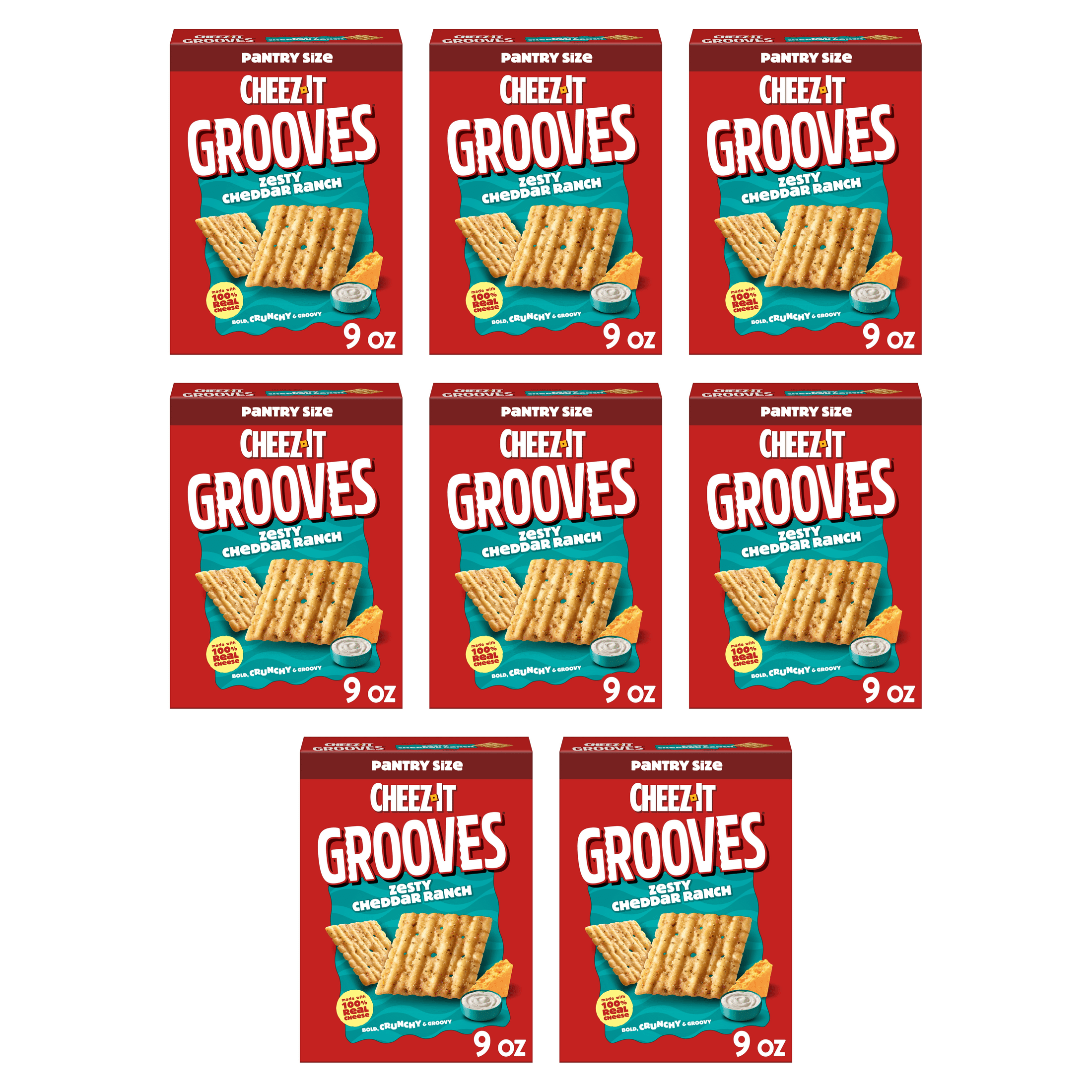 Cheez-It Grooves Zesty Cheddar Ranch Cheese Crackers, Crunchy