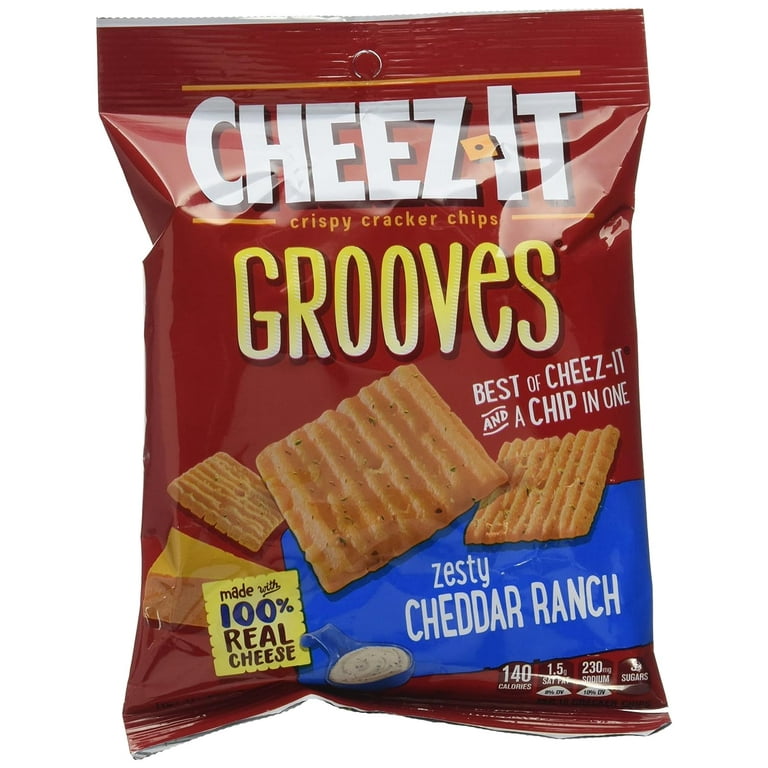 Cheez It Grooves Zesty Cheddar Ranch Crispy Cracker, 3.25 Ounce