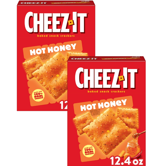 Cheez-It Hot Honey Baked Snack Crackers, Limited Edition, 12.4 oz - 2 Pack
