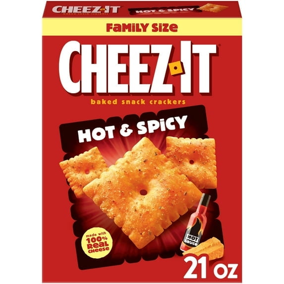 Cheez-It Hot and Spicy Baked Snack Crackers, Lunch Snacks, 21 oz (2 Pack)