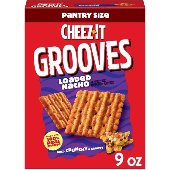 Cheez-It Grooves Loaded Nacho Crunchy Snack Crackers, Lunch Snacks, 9 oz