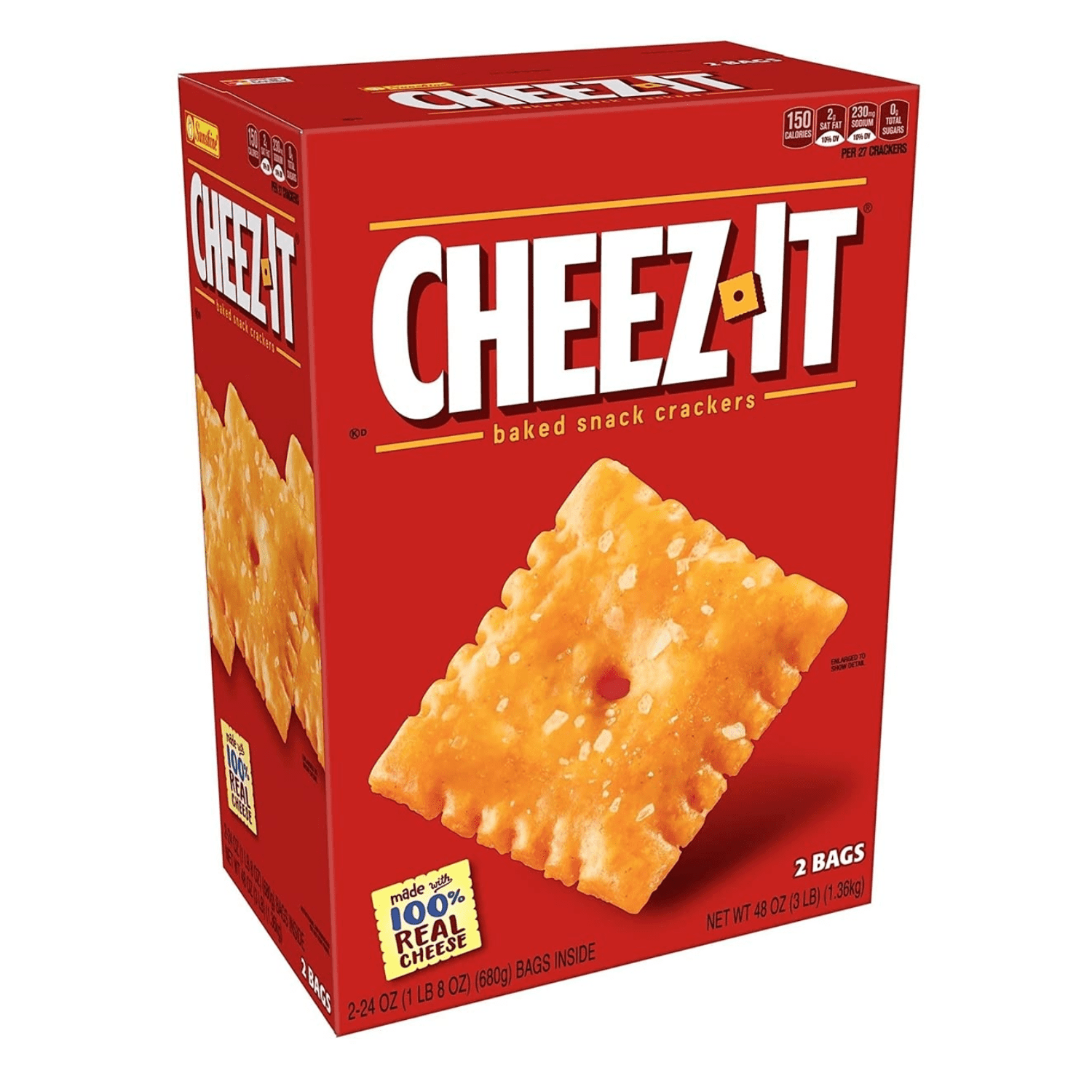 Cheez-It Original Baked Cheese Crackers, Light \u0026 Crispy Bite-Sized Snacks Family's Favorites Biscuits for Adult \u0026 Kids Lunch Box Halloween Basket Fillers \u0026 Party Favors 2-24oz(48oz)