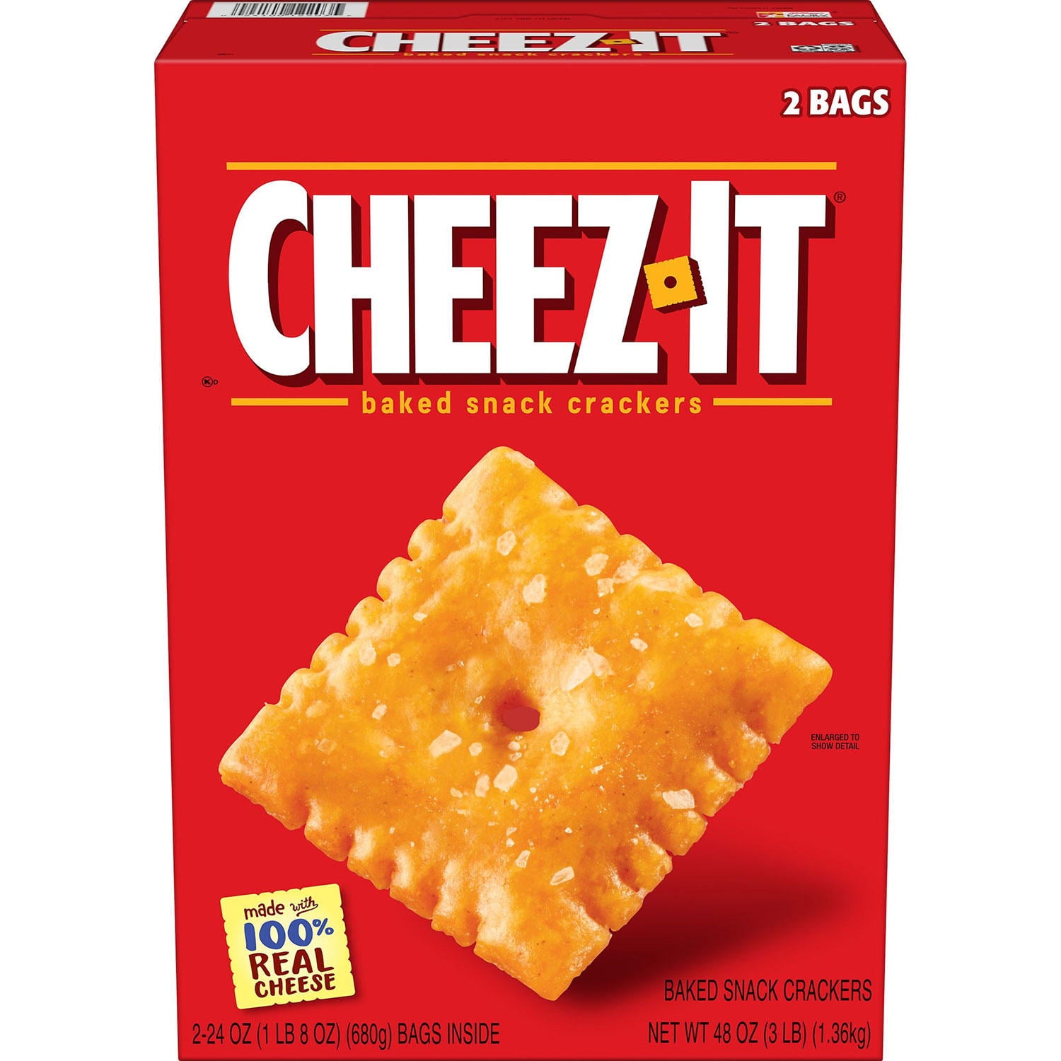 Cheez-It Original Baked Cheese Crackers, Real Snacks, (24 oz, 2 Ct) Pack of 2