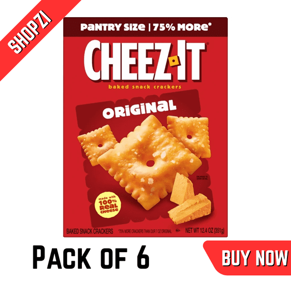 CheezIt Original Cheese Crackers, Baked Snack Crackers, 12.4 oz Box, 6 Pack